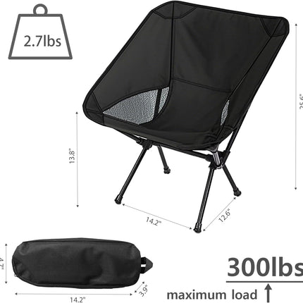 Portable Folding Camping Chair, Lightweight Outdoor Seat for Hiking, Beach & Fishing