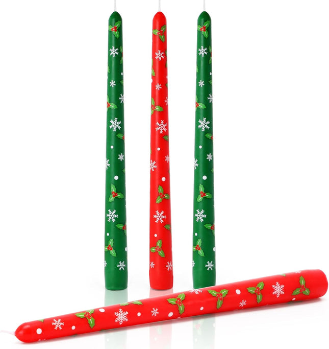 4PCS Christmas Candlesticks 10" – Unscented Table Decoration for Holidays