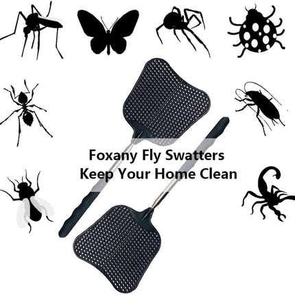Telescopic Fly Swatters – 2 Pack, Heavy Duty Plastic with Stainless Handle