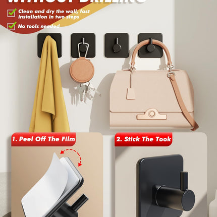 5 Pack Heavy Duty Adhesive Wall Hooks 22lb Stainless Steel Waterproof Bathroom