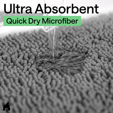 Bathroom Bath Mat 24x17 – Thick Soft Chenille, Quick Dry, Non-Slip Rubber Back