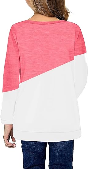 Girls Soft Casual Blouse Striped Color Block T Shirt Size 4-15 Years