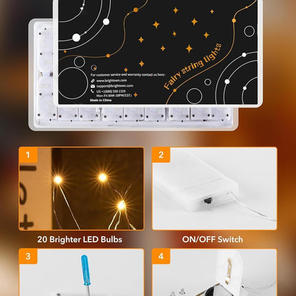 12-Pack LED Fairy Lights 7ft Battery Operated 20LED Silver Wire String Lights