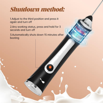 Rechargeable Milk Frother – 3 Speeds, 2 Heads, Handheld Drink Mixer with Stand