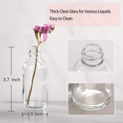 12-Pack 2oz Clear Glass Bottles – Lids & Funnels, Mini Travel Bottles