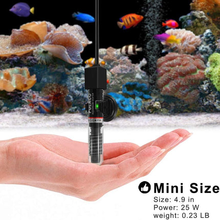 Small Fish Tank Heater – 25W Submersible for Betta Tanks, Preset 78℉
