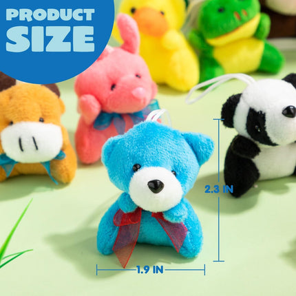 12 Pack Mini Animal Plush Toys – 3" Stuffed Animals for Kids, Party Favors & Prizes