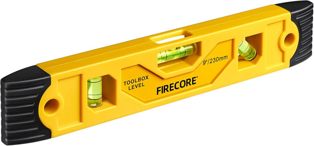 Firecore 9 Inch Magnetic Torpedo Level – Shockproof, 3 Bubble Spirit Level for Home Projects