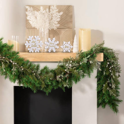 3-Pack Wooden Snowflake Signs – White Merry Christmas Table & Home Decor
