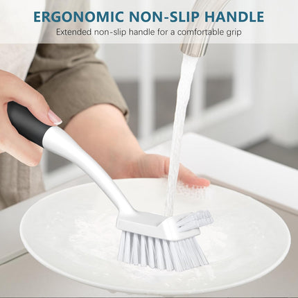 3 Pack Dish Brush Set Bottle Scrub Brush Long Handle Kitchen Cleaning Black
