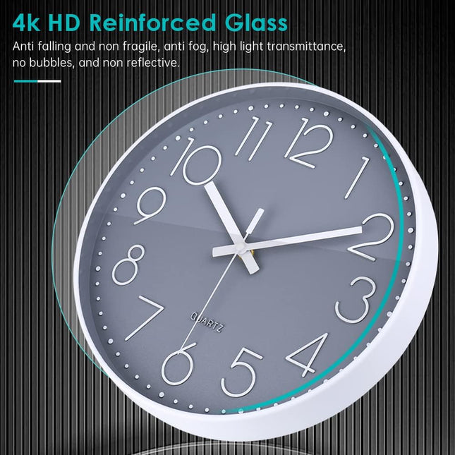 Modern 12" Wall Clock – Silent, Non-Ticking, Battery Operated for Home