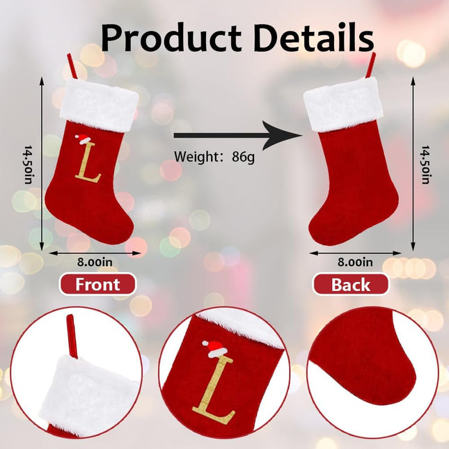 4-Pack Christmas Stockings – Large Xmas Stockings with Love Letters & Winter Santa Hat Decorations