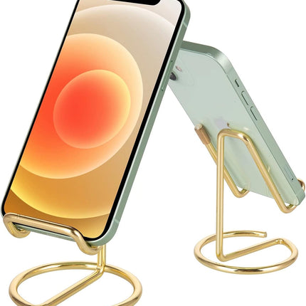 Gold Metal Cell Phone Stand for Desk, Holder Compatible with iPhone iPad
