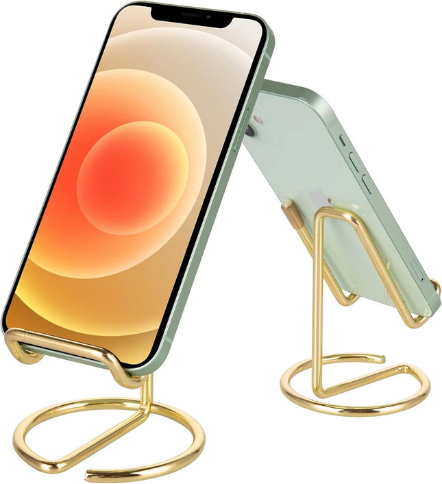 Gold Metal Cell Phone Stand for Desk, Holder Compatible with iPhone iPad