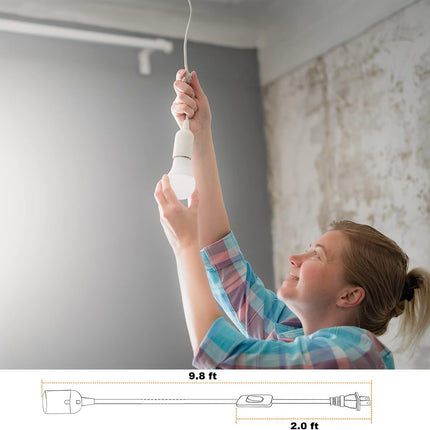 2 Pack Plug-in Hanging Light Kit – E26/E27 Industrial Pendant with On/Off Switch