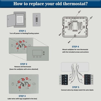 Digital Non-Programmable Thermostat for 1 Heat/1 Cool Systems, Energy-Saving