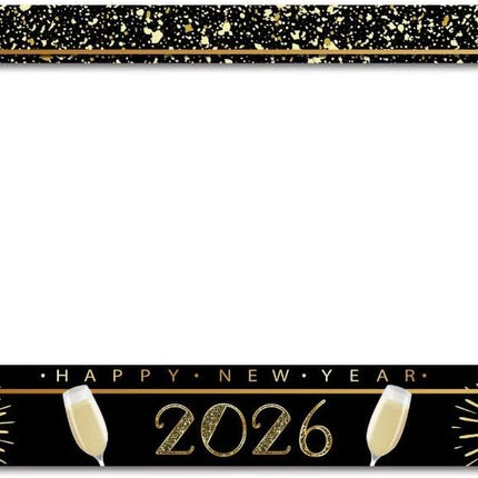 17 PCS Glitter Happy New Year 2026 Photo Booth Props with Photo Frame