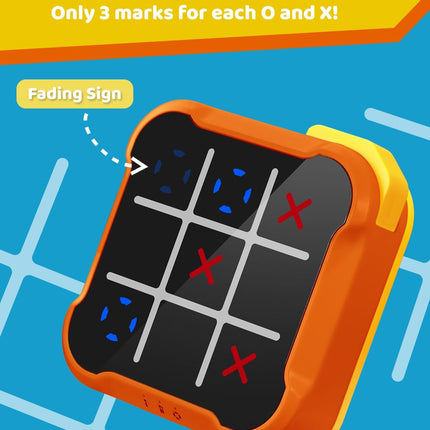 Handheld Electronic Tic Tac Toe 4-in-1 Brain Memory Puzzle Game Orange