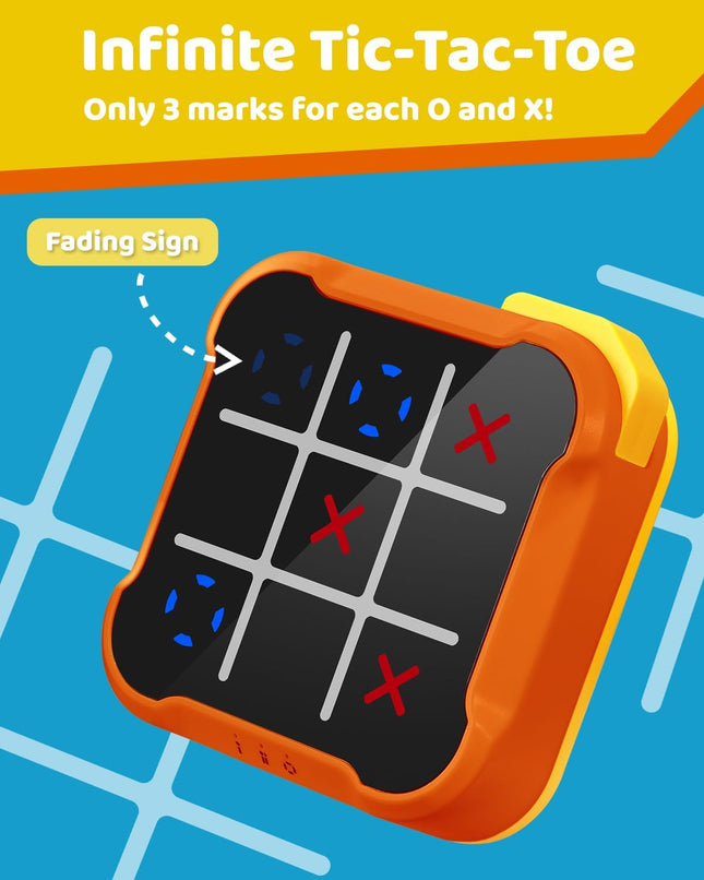 Handheld Electronic Tic Tac Toe 4-in-1 Brain Memory Puzzle Game Orange