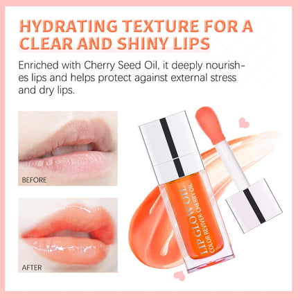 Hydrating Lip Glow Oil – Plumping, Tinted, Moisturizing, Non-Sticky Gloss