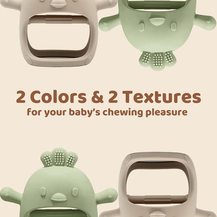 2Pack Baby Teething Mitten Silicone Teether, BPA Free Hand Chew Toy 3+ Months