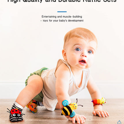 Baby Wrist Rattle Socks & Foot Finder Set – Toys for 0–12 Months