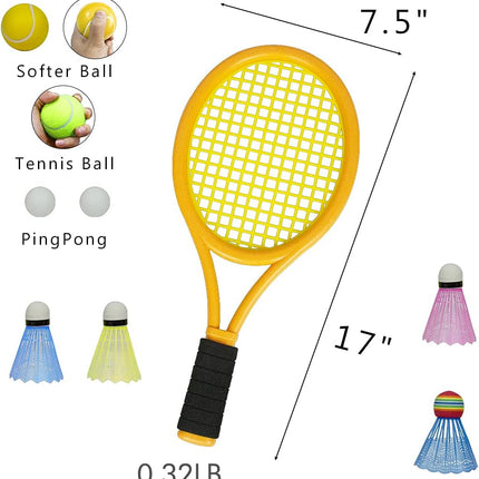 Kids Outdoor Indoor Tennis Set with Racquets, Carrying Bag & Training Balls