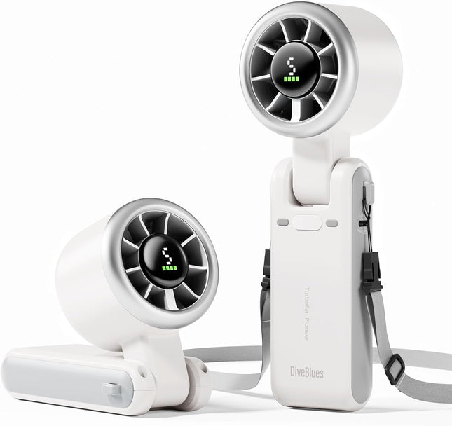 Portable Handheld Turbo Fan, 5-Speed Wind, 12H Battery, 3-in-1 Cooling Fan