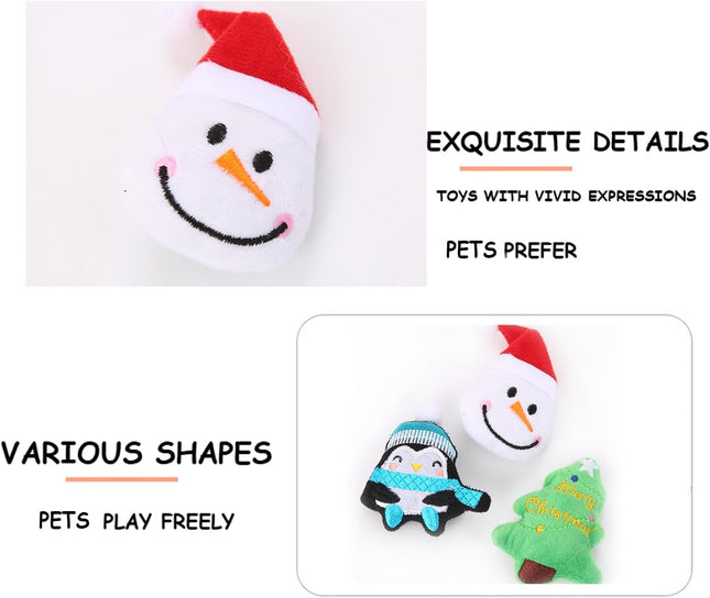 3PCS Christmas Cat Plush Toys – Tree, Snowman & Penguin Interactive Set