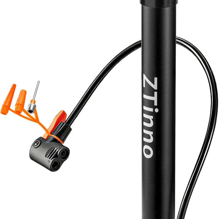 Portable Floor Bike Pump, Dual Presta Schrader Valve Air Pump with Ball Needles