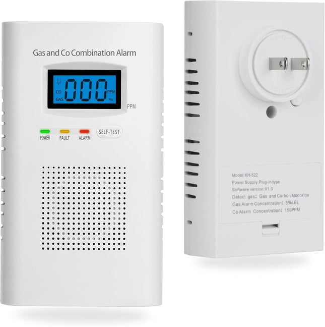 Combination Carbon Monoxide & Gas Detector with Digital Display for Home
