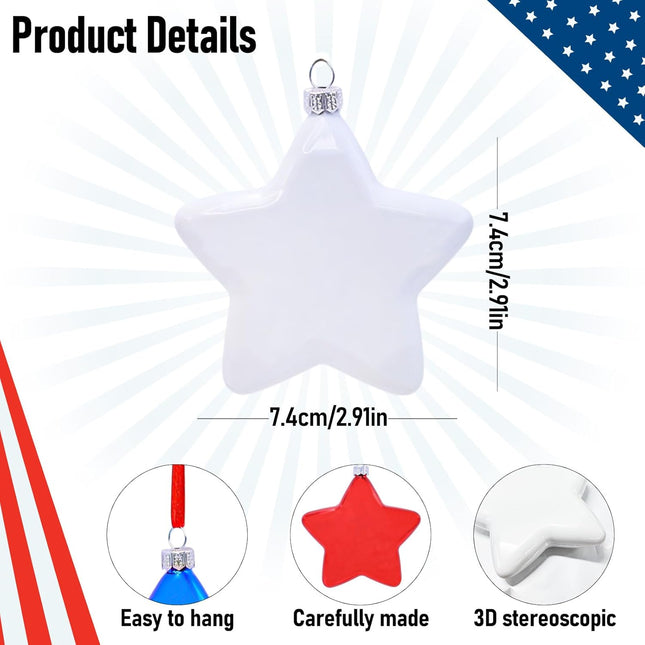 12PCS Five-Pointed Star Hanging Ornaments – Christmas & Independence Day Decor