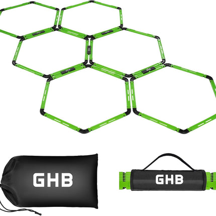 6 Pack Hexagonal Agility Rings with Connectors and Carry Bags for Sports Training