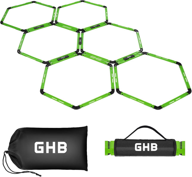 6 Pack Hexagonal Agility Rings with Connectors and Carry Bags for Sports Training