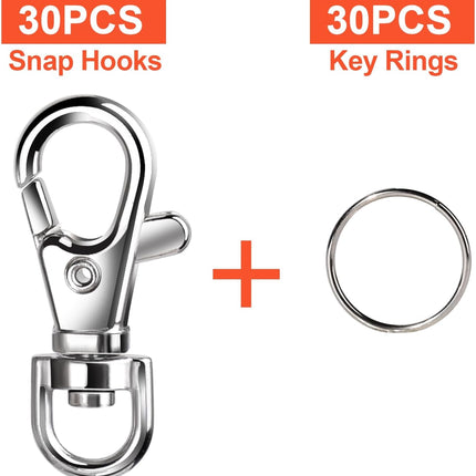 60PCS Keychain Making Kit – Lobster Clasps, Clips & Rings for Jewelry Crafts