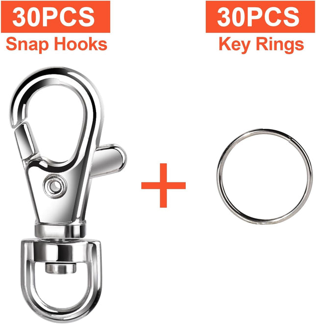 60PCS Keychain Making Kit – Lobster Clasps, Clips & Rings for Jewelry Crafts