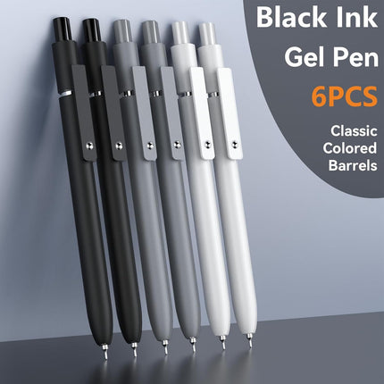 6PCS Gel Pens 0.5mm Fine Point Black Ink – Smooth Quick Dry Writing Pens