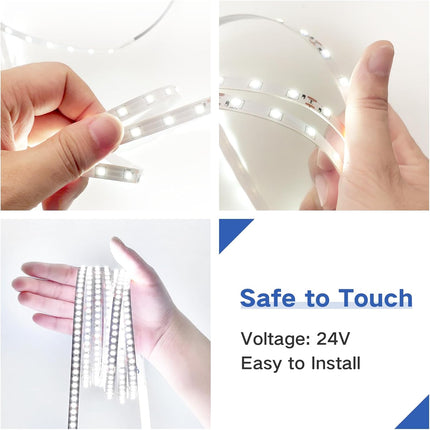 16.4ft White LED Strip Lights 300 LEDs Dimmable Remote Control Cuttable LED Tape