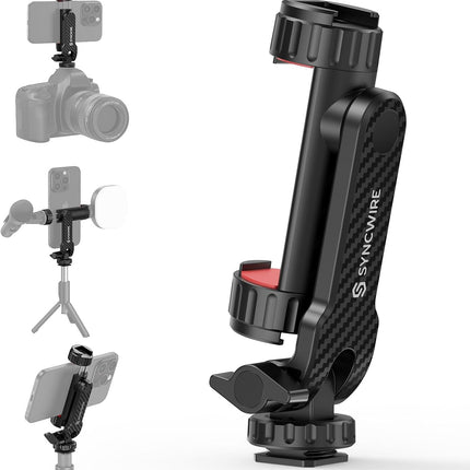 Universal Tripod Phone Mount – 360° Rotate, 180° Tilt with Cold Shoe Adapter
