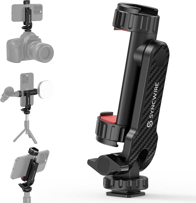 Universal Tripod Phone Mount – 360° Rotate, 180° Tilt with Cold Shoe Adapter
