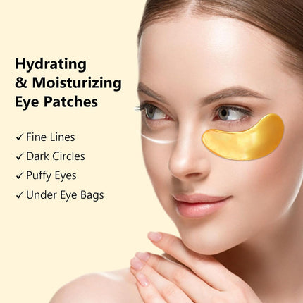 30 Pairs 24K Gold Under Eye Patches, Eye Masks for Puffiness & Dark Circles, Skincare