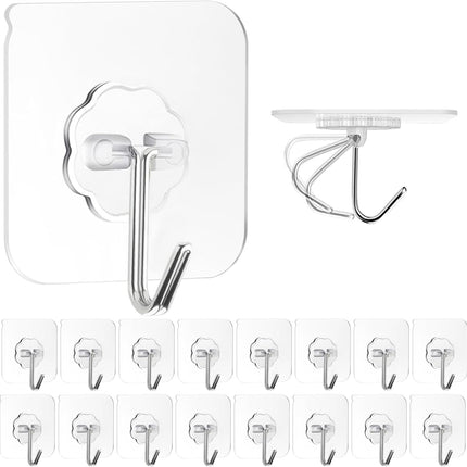 16PCS Self Adhesive Wall Hooks, Waterproof Heavy Duty for Home & Bath