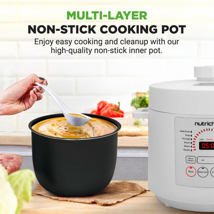 White Electric Pressure Cooker 6 Quart Countertop Multi Function Cooker