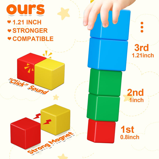 Magnetic Cubes for Toddlers – Sensory & Educational Building Blocks 3-5+