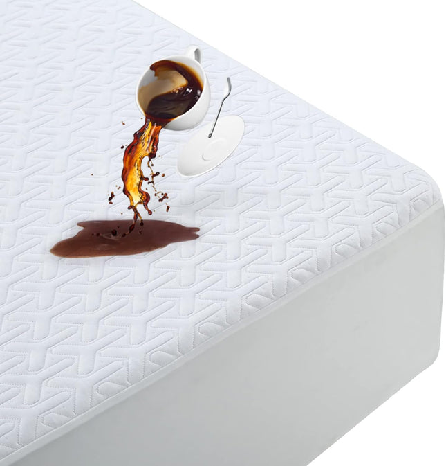 Queen Waterproof Mattress Protector – 4D Air Cooling, 300GSM, White