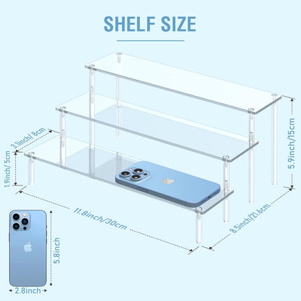 3-Tier Acrylic Display Risers – Clear Organizer Stand for Perfume & Desserts
