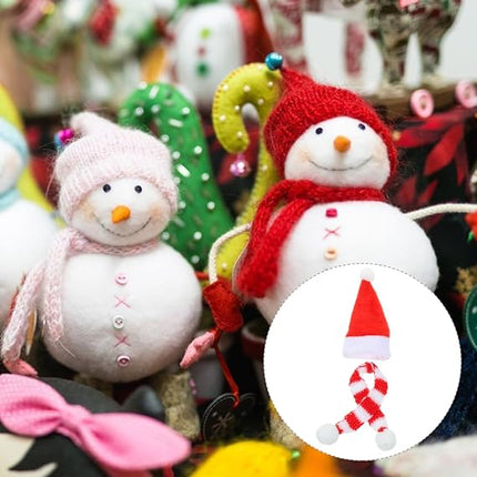 20pcs Mini Knit Santa Hat & Scarf Set – Xmas Bottle, Cup & Doll Craft Decorations