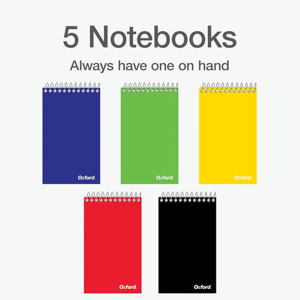 Spiral Memo Pads – 3x5 Pocket Notepad, College Ruled, Assorted Colors, 75 Sheets, 5 Pack