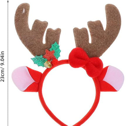 2PCS Christmas Reindeer Antler Headbands – Plush Costume Hairbands