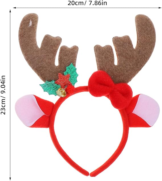 2PCS Christmas Reindeer Antler Headbands – Plush Costume Hairbands